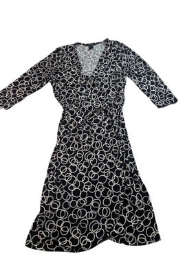 F.L.P. Faith Love & Passion Black & White Mod Circle Wrap Dress Size L